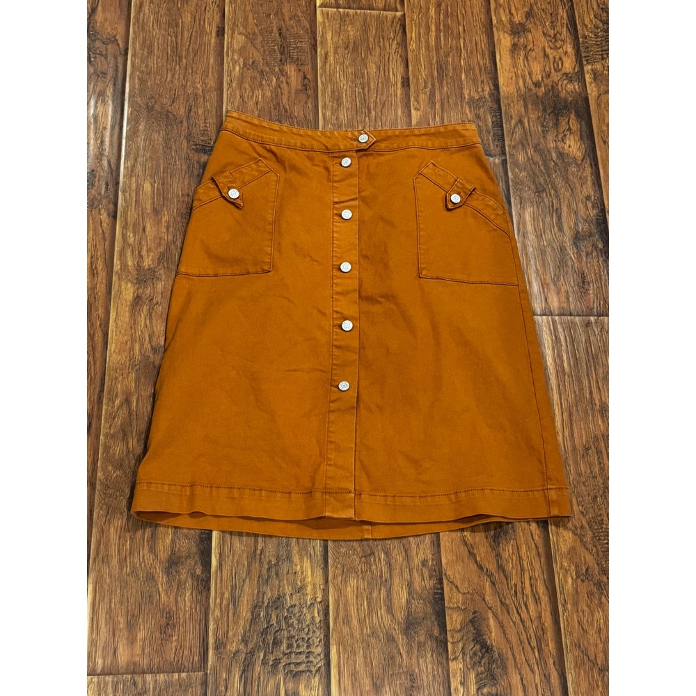 Cato C Denim Est 1946 Womens Size 12 Rust Button Front Midi Skirt Boho Western - Picture 2 of 5